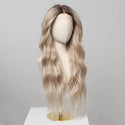 Long blonde wig styled in centre part – heat resistant