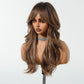 Mannequin head with a brown wig on a white background