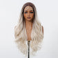 Mannequin head with a blonde wig on a white background