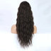 Mannequin head with long, wavy brown ponytail extension on a white background