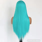 Mint Green Wig on a mannequin head against a white background