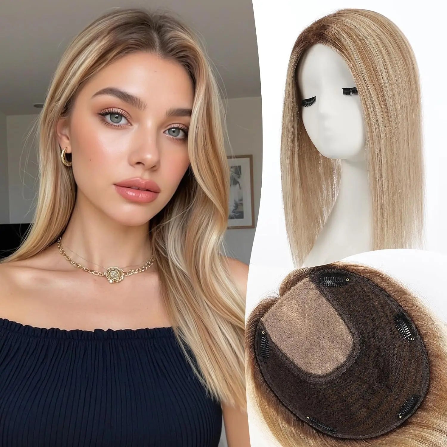 Mixed Blonde Real Hair Toppers