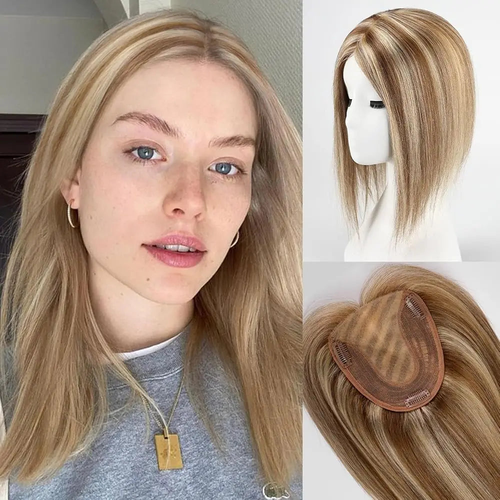 Mixed Blonde and Brown Clip In Hair Toppers UK
