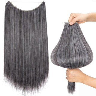 Mixed Grey Halo Hair Extensions