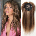 Side view of model with Remy hair topper, highlighting seamless integration with natural hair