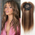 Side view of model with Remy hair topper, highlighting seamless integration with natural hair