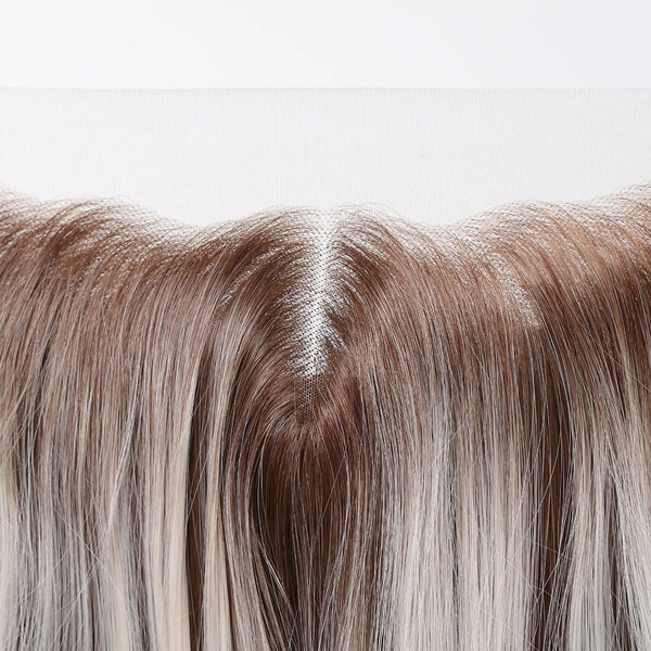 Natural-looking grey brown wig for everyday wear

