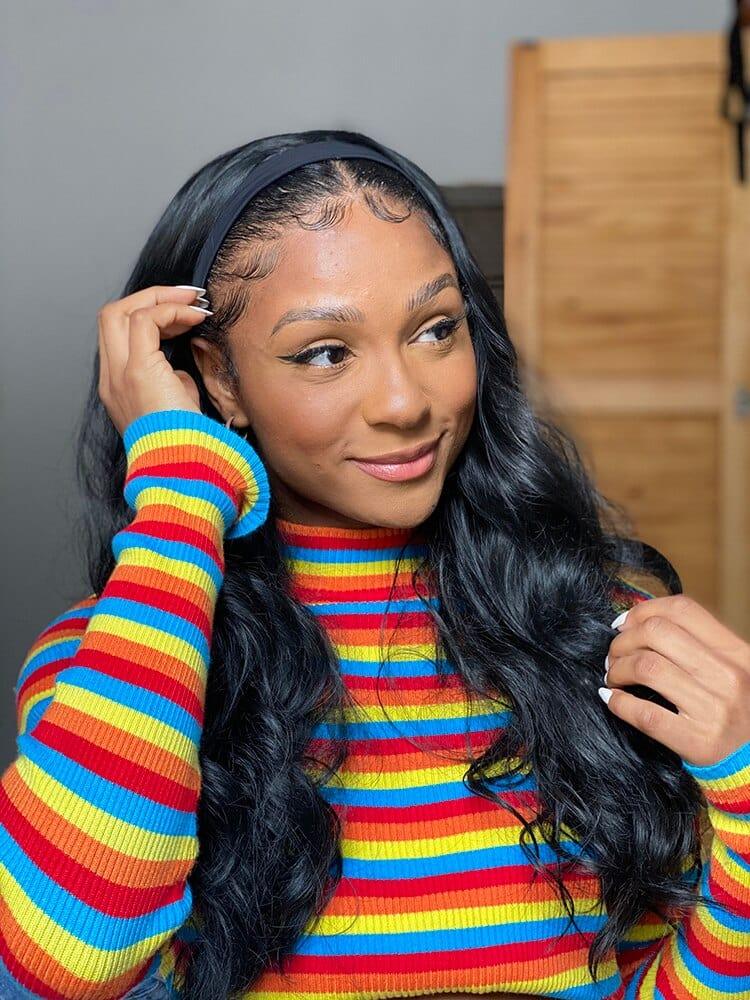 Natural Black Headband Wig