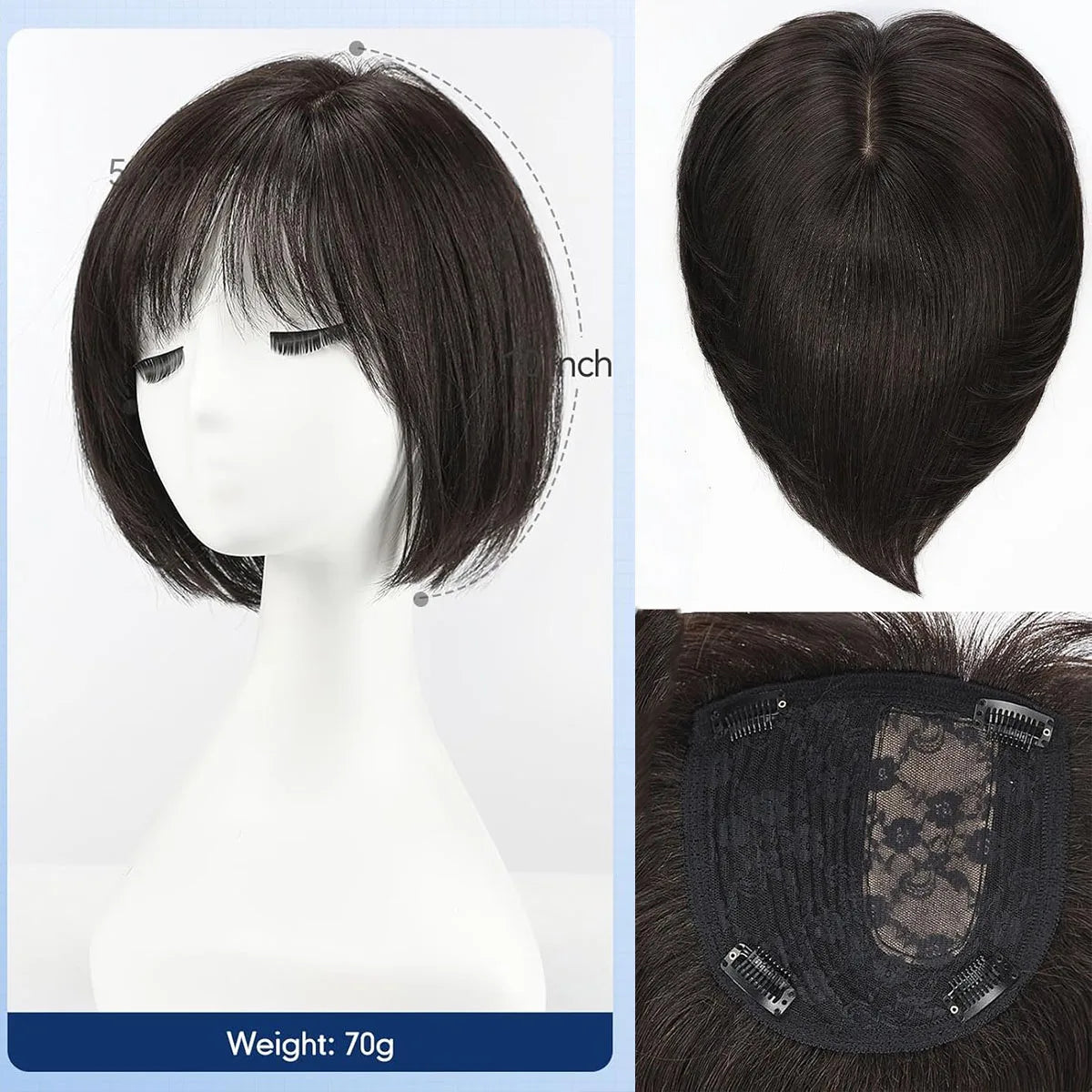 Natural Black Real Hair Toppers UK