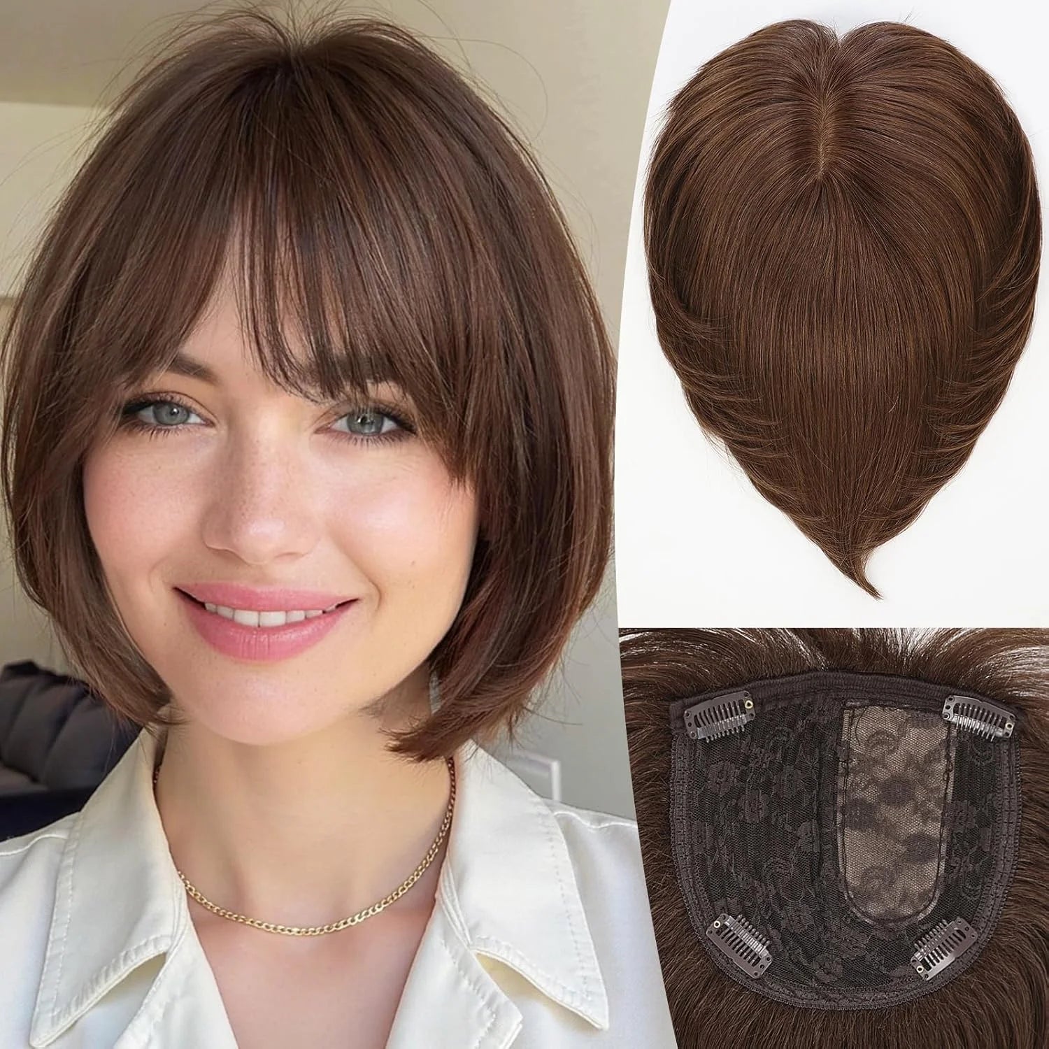 Natural Brown Human Hair Pieces