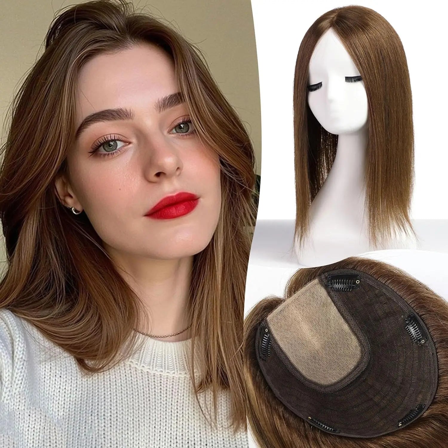 Natural Brown Real Hair Toppers