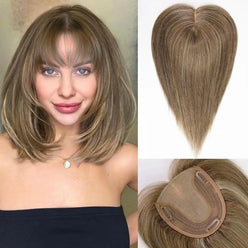 Natural Light Brown Human Hair Topper