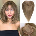 Natural Light Brown Human Hair Topper