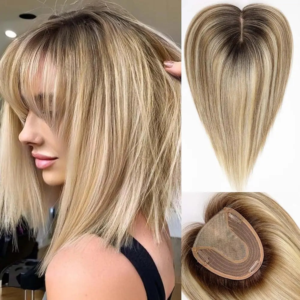 Ombre Highlighted Blonde Clip In Hair Toppers UK