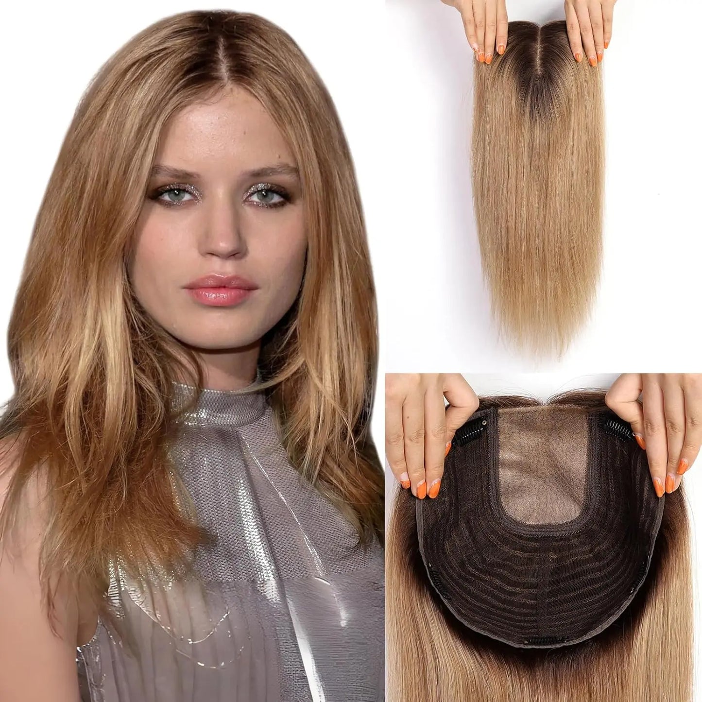 Ombre Light Brown Real Hair Toppers