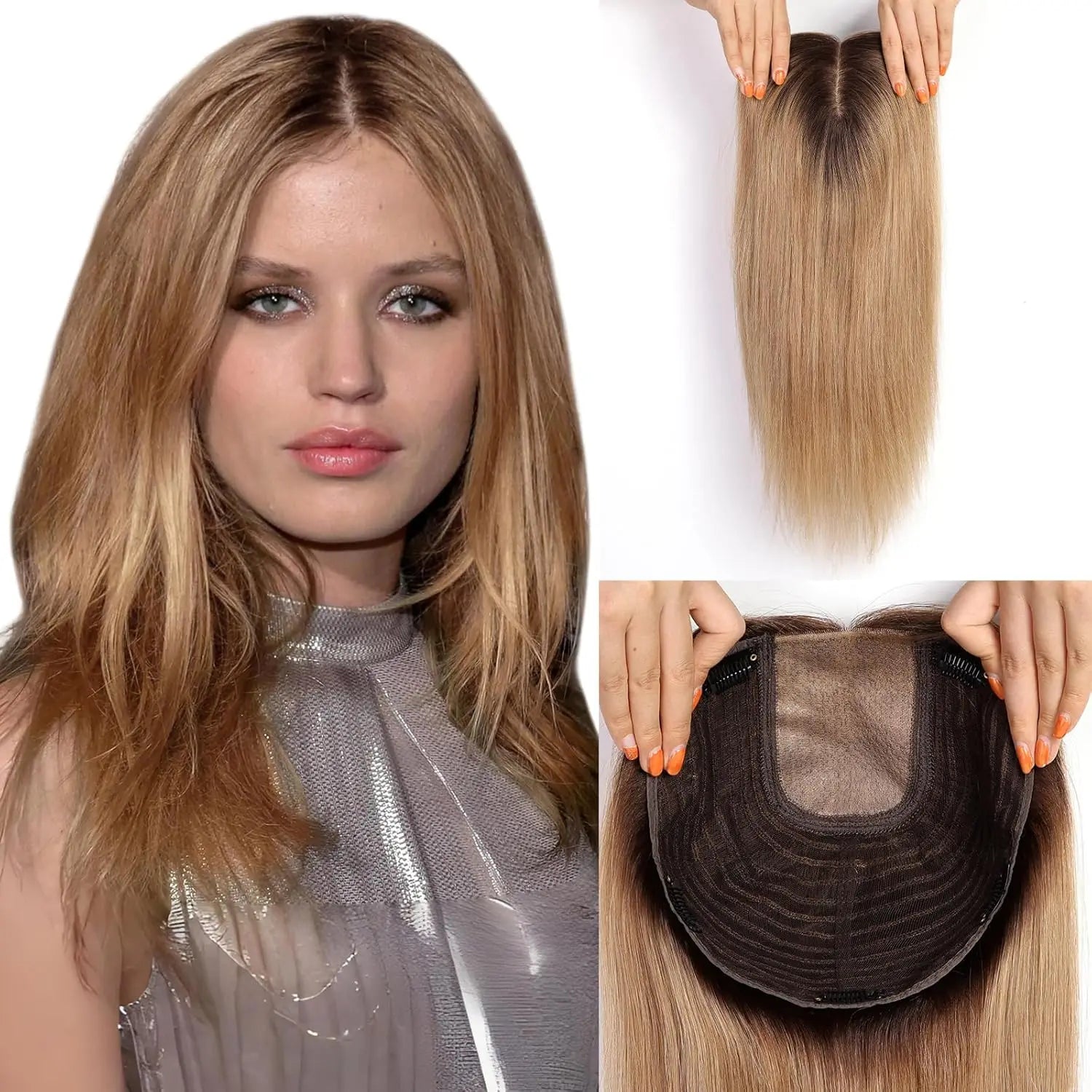Ombre Light Brown Real Hair Toppers