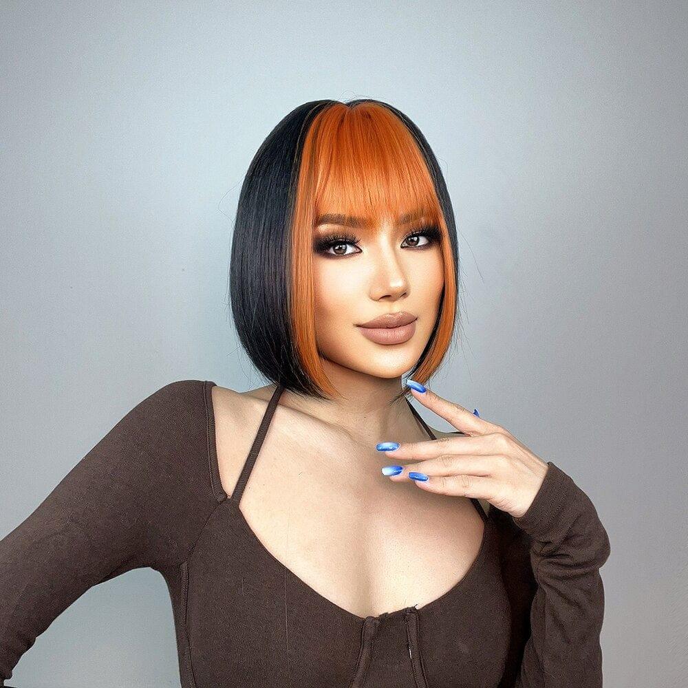 Orange and Black Wig