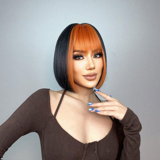 Orange and Black Wig