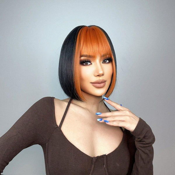 Orange and Black Wig