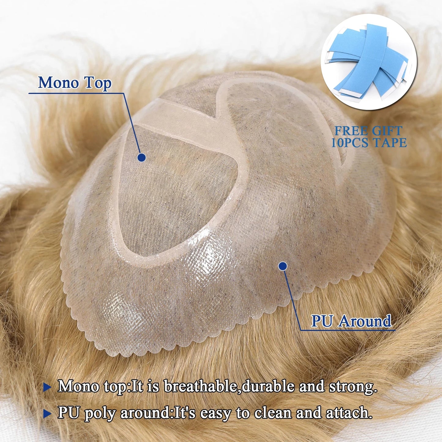 PU Mono Top Blonde Toupee