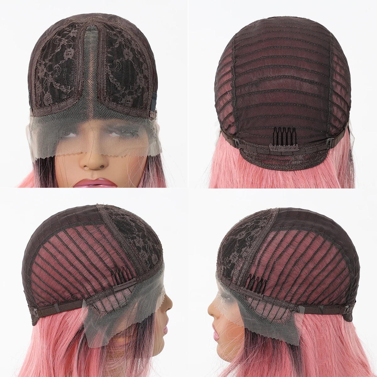 Pink Bob Wig T Part Lace Front Wig Cap
