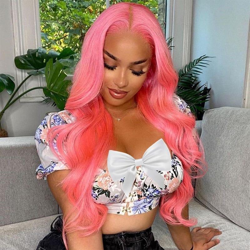 Pink Lace Front Wig Human Hair