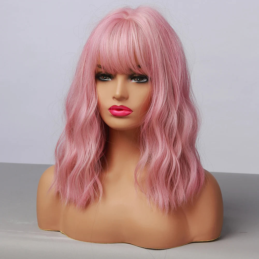 Pink Wig With Bangs