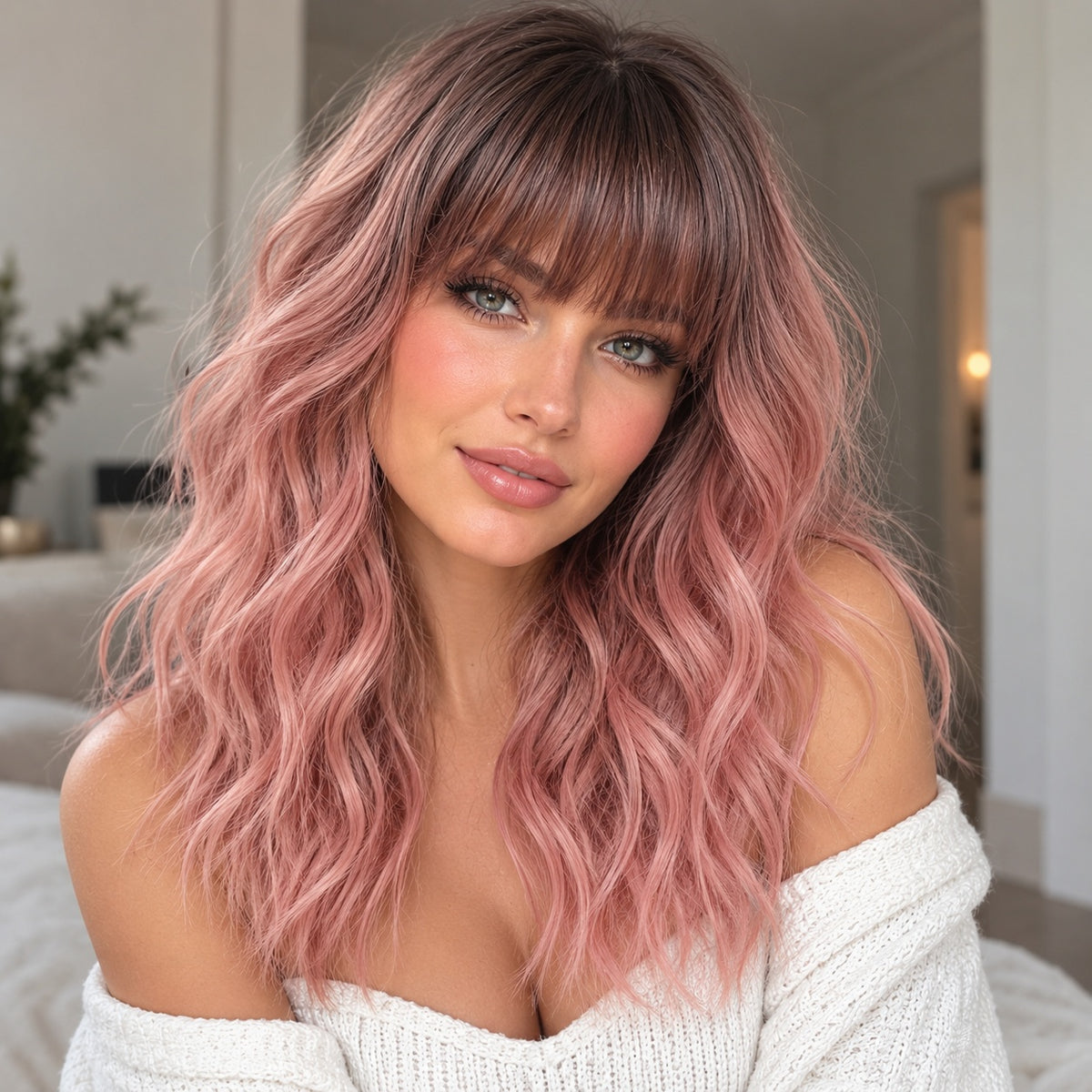 Pink Wig with Bangs
