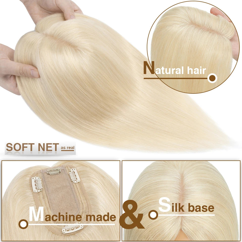 Platinum Blonde Human Hair Topper Natural Hair