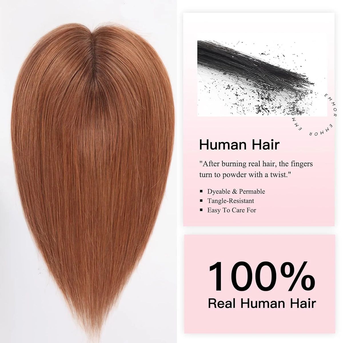 Real Human Hair Ginger Hair Topper