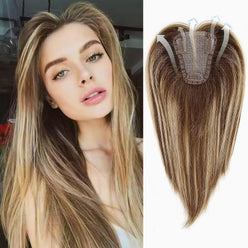 Real hair topper for women with realistic scalp effect and natural density