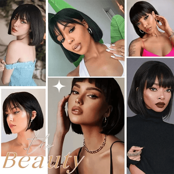 Real human hair wig in jet black with sleek finish and full coverage