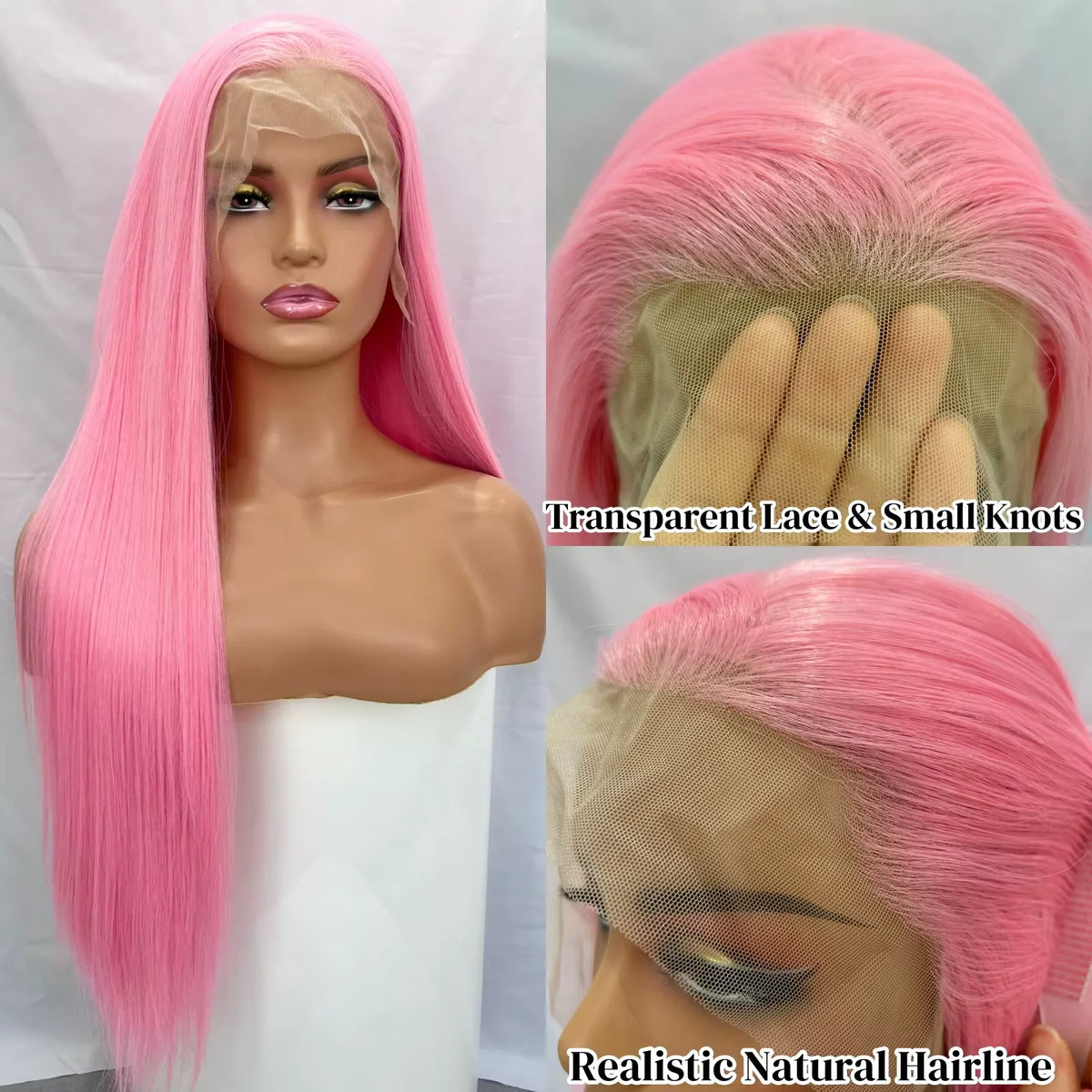 Realistic Hairline Pink Wig
