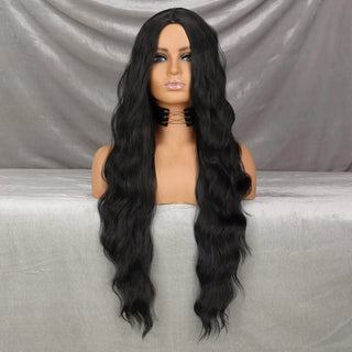 Realistic black wig with adjustable cap
