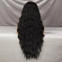 Realistic black wig with adjustable cap – back view