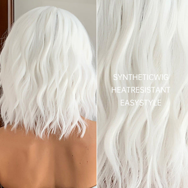 Rear View of a person wearing a White Wig