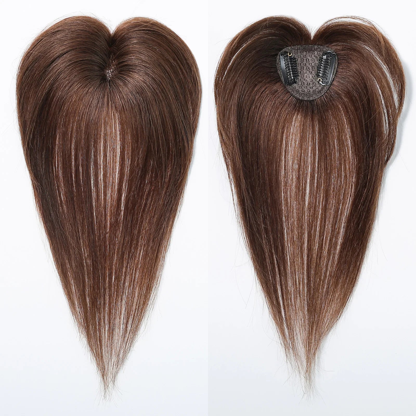 Remy Hair Toppers Brown Front and Back