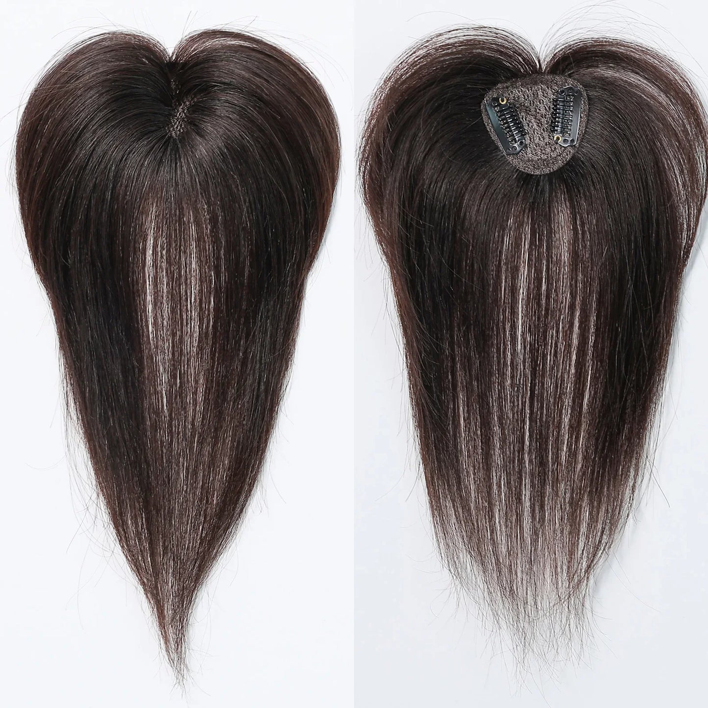 Remy Hair Toppers Natural Black Front and Back