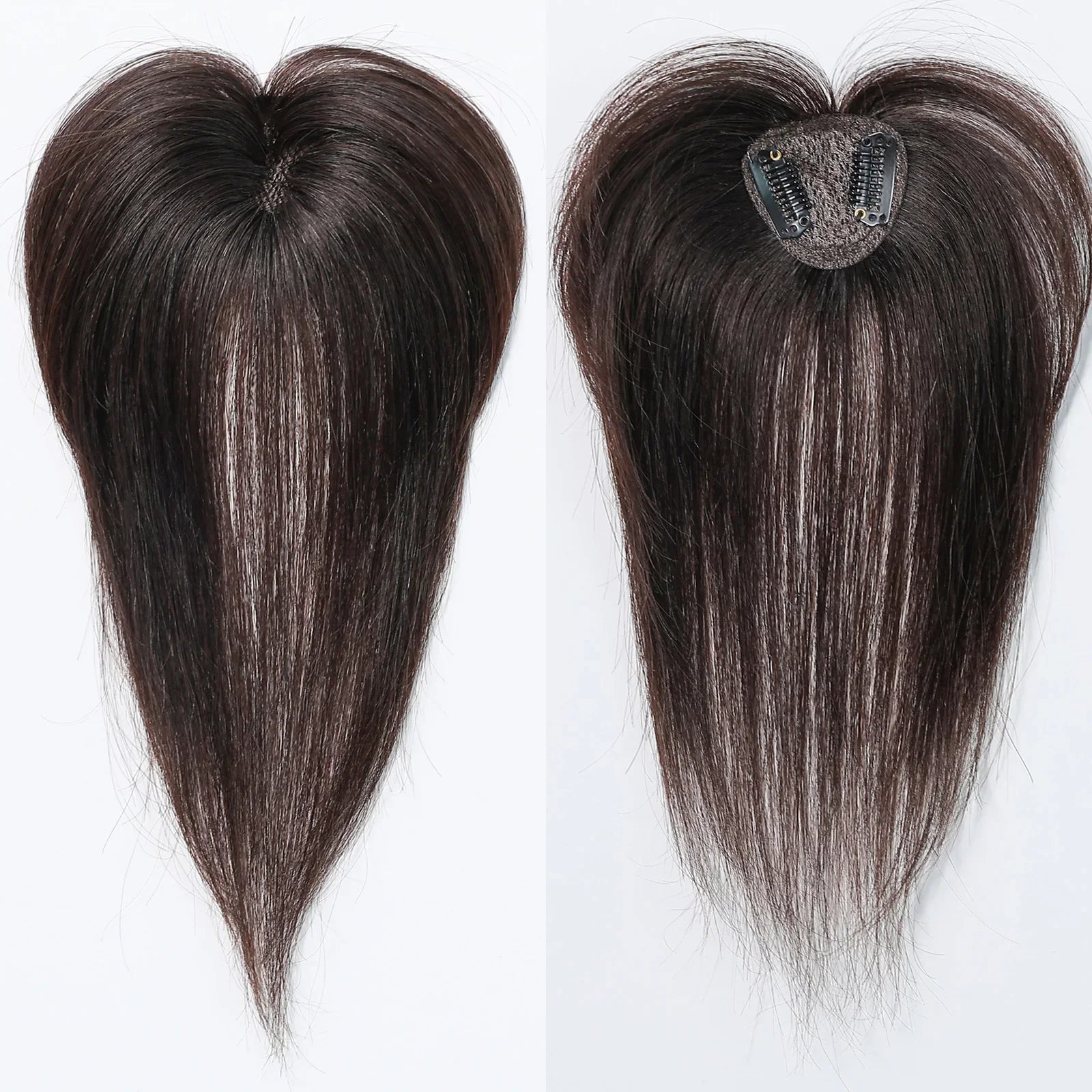 Remy Hair Toppers Natural Black Front and Back