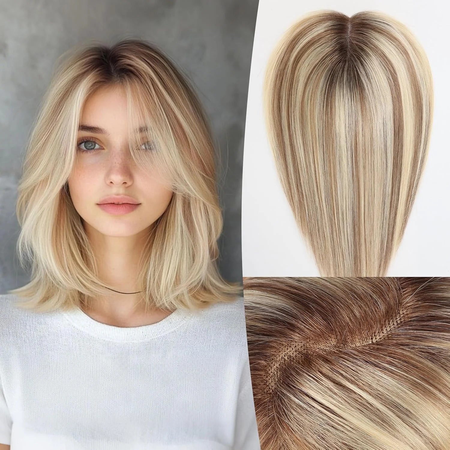 Rooted Mixed Blonde Clip In Hair Pieces For Women