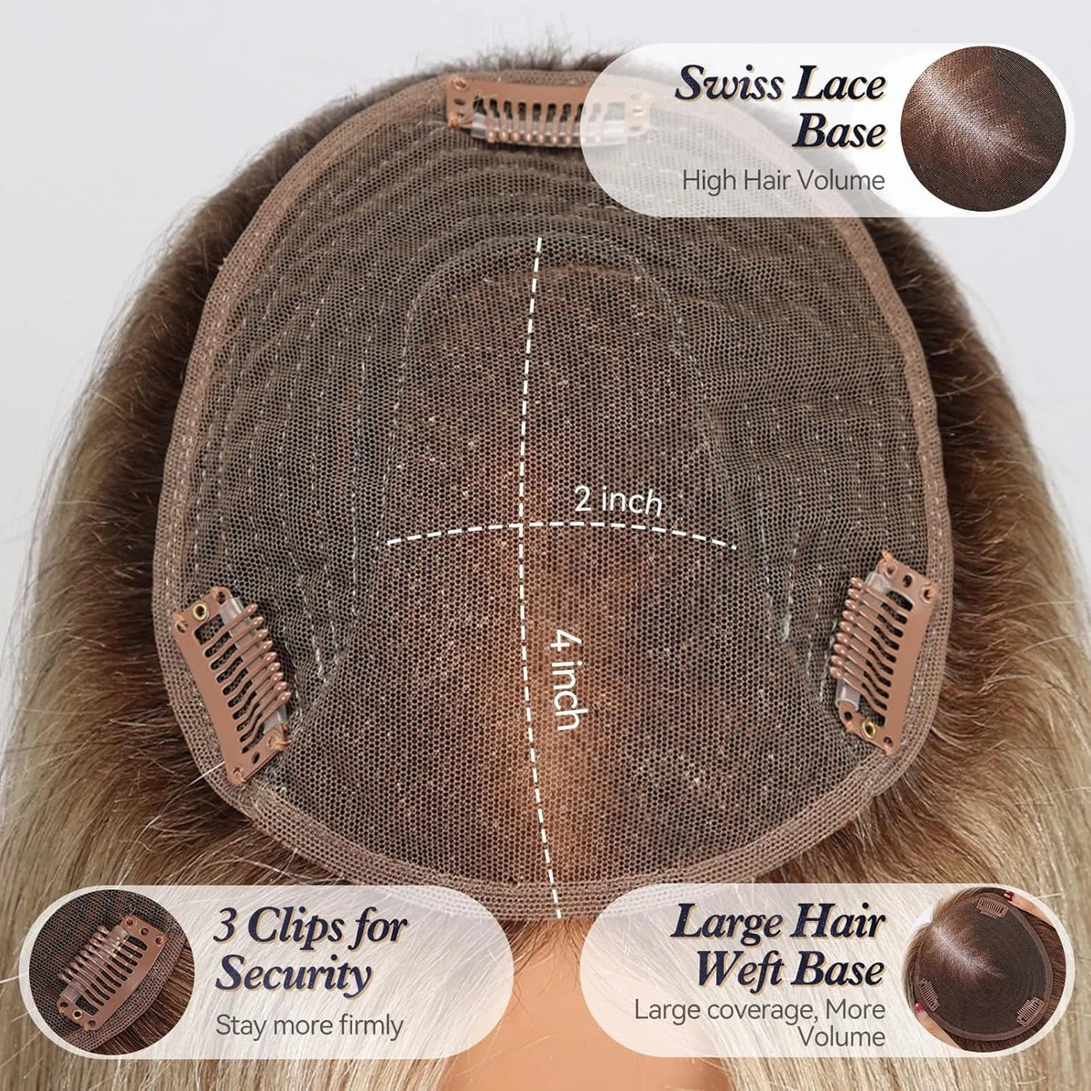 Ash Blonde Hair Topper Silk Base