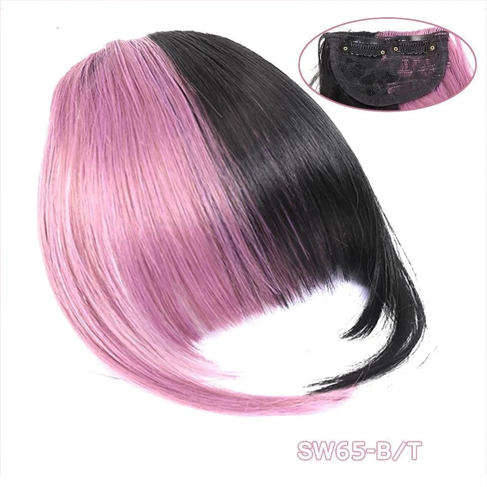 Purple and Black Clip on Bangs