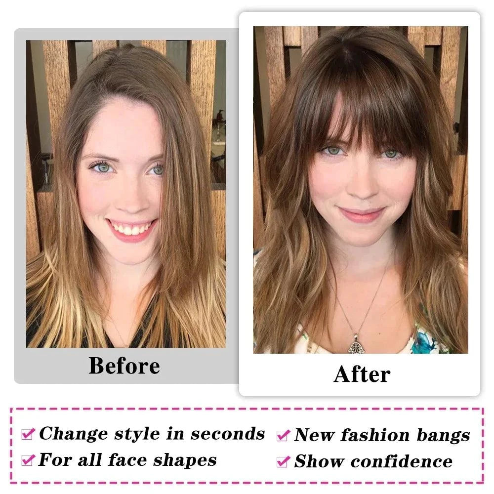 Clip On Bangs Before and After