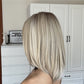 Short Platinum Blonde Wig with Bangs