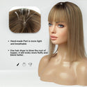Side view of model with Remy hair topper