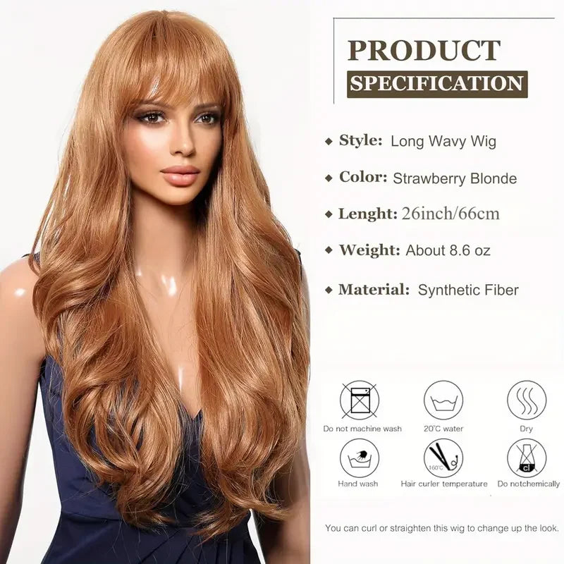 Side view of copper red wig showing realistic movement