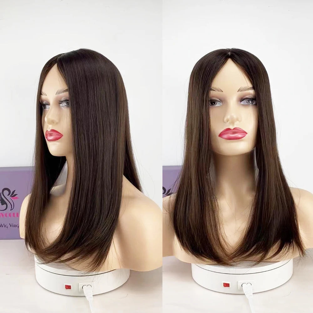 Silk Top Kosher Sheitels Brown Hair Piece