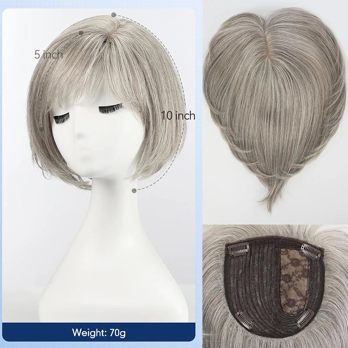 Silver Grey Real Hair Toppers UK