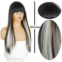 Straight black and grey wig for festivals, Halloween, or alt fashion