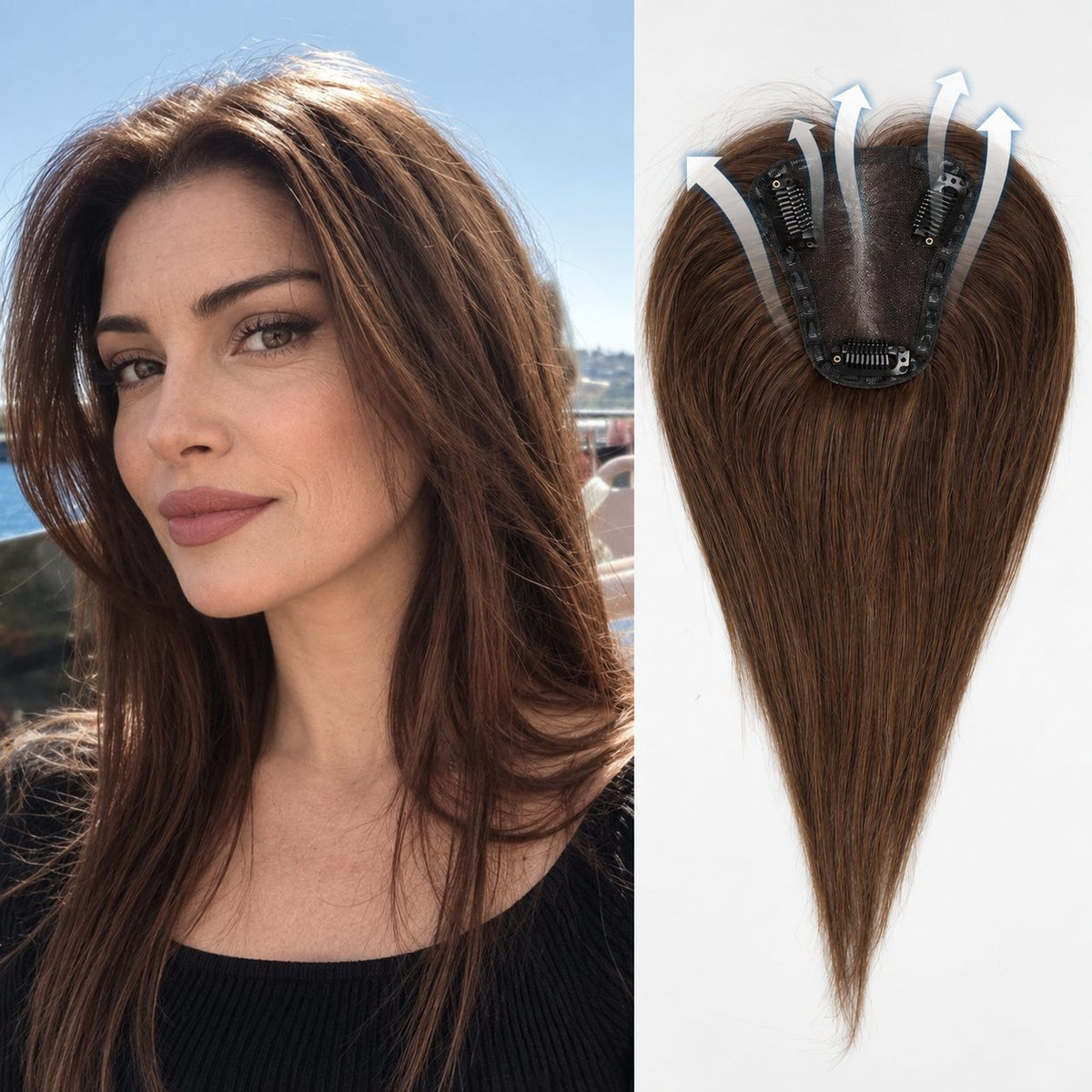 Thinning Hair Toppers Dark Brown